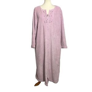 Oscar de la Renta Full Zip Plush Robe Diamond Quilted Lavender Size XL